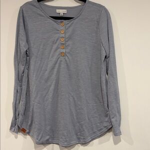 Simply Southern Long Sleeve Blue Henley Top